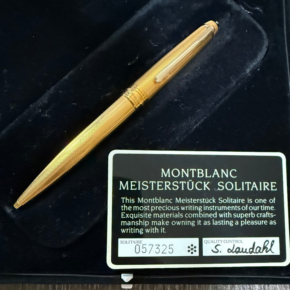 Vtg Montblanc Meisterstuck Solitaire Gold Ballpoint Pen Serial #057325